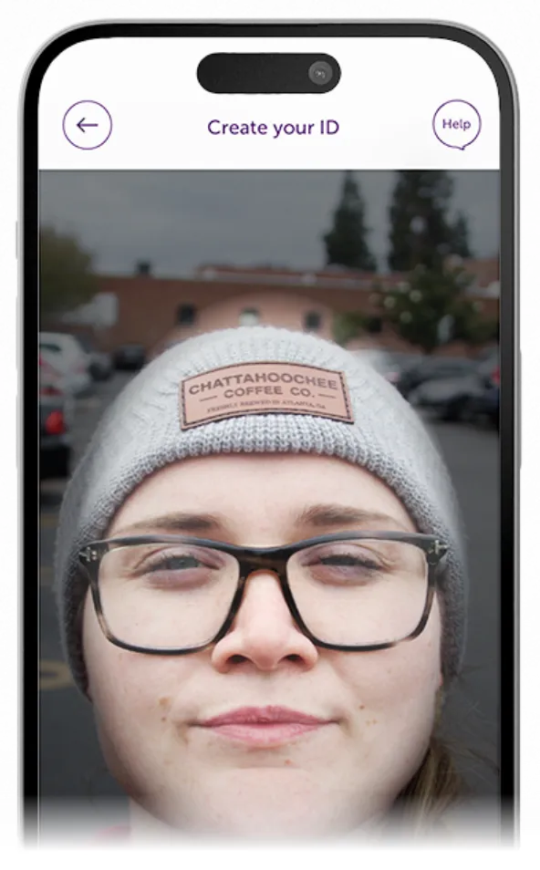 Atom Bank app showing ID setup using your face ID