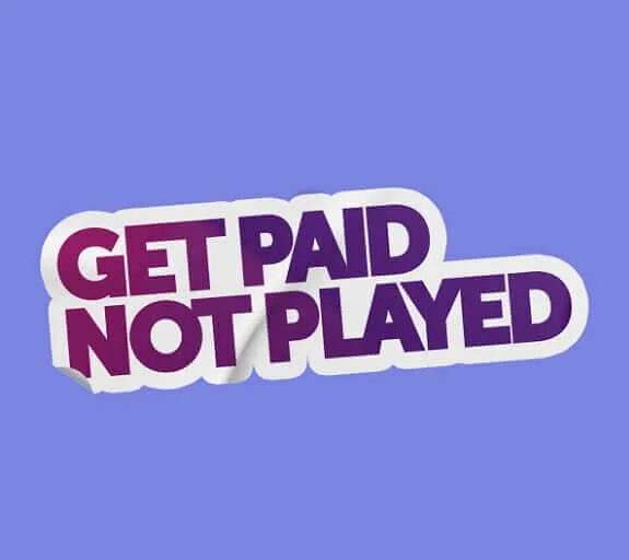 Man holding out a phone that says 'High Street Banks 0.975 AER'. A sticker behind him says 'Get Paid Not Played'