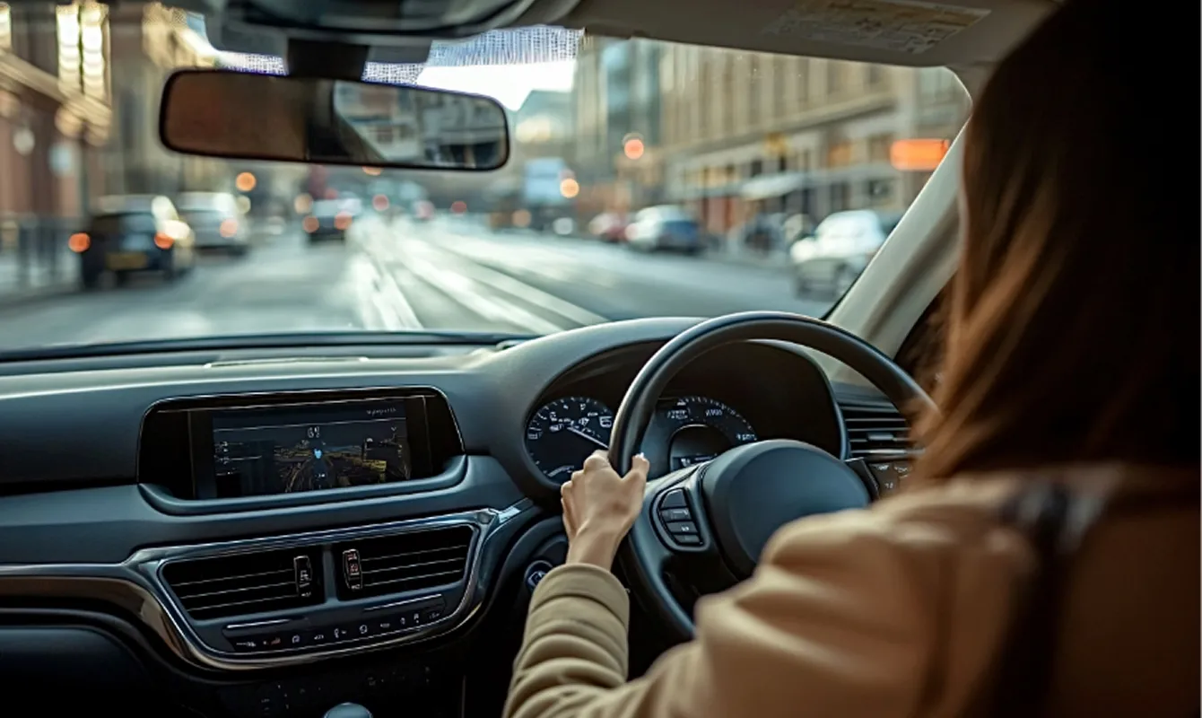 Woman driving a car