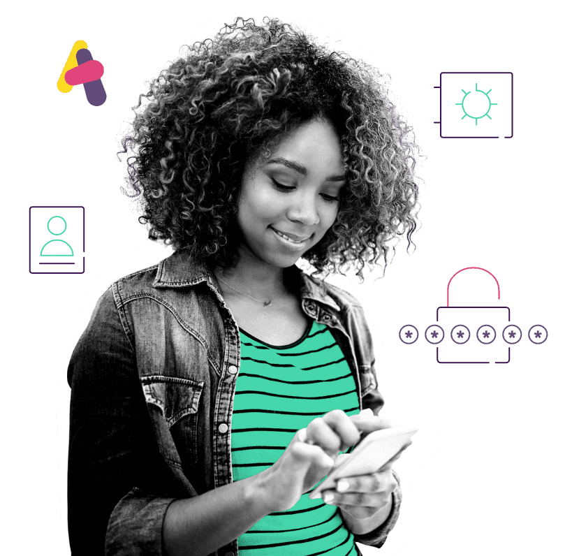 woman safely accessing her account