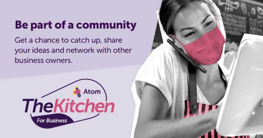 Banner displaying Atom's The Kitchen for Business