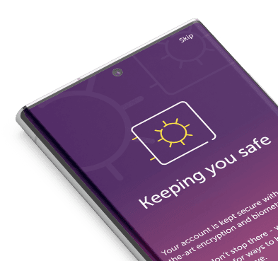 Smartphone showing 'Keeping you safe' information page on Atom app