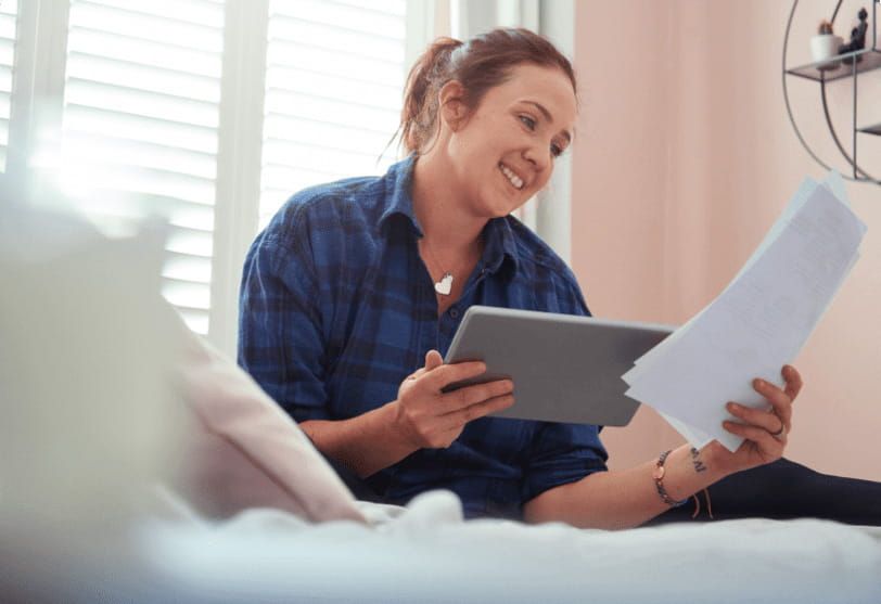 woman reading documents