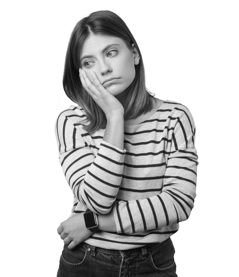 Woman resting face on hand looking upset