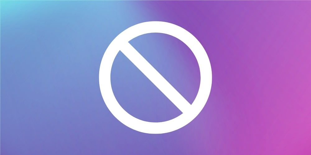 A gradient image from light blue to pastel purple/pink with a no entry sign in white