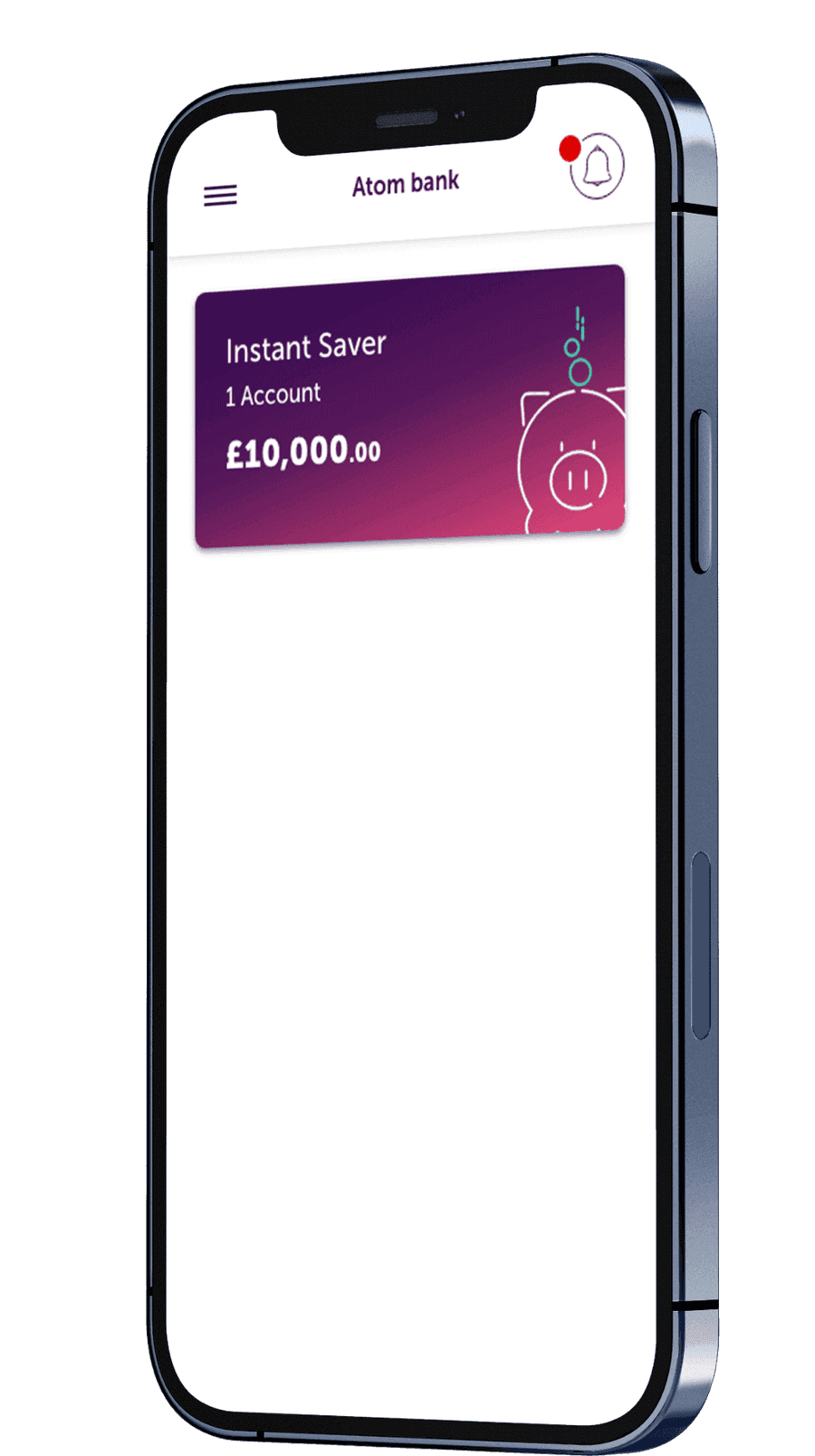 Atom app screen displaying new notification style with bell in the top right corner Atom app screen displaying new notification style with bell in the top right corner